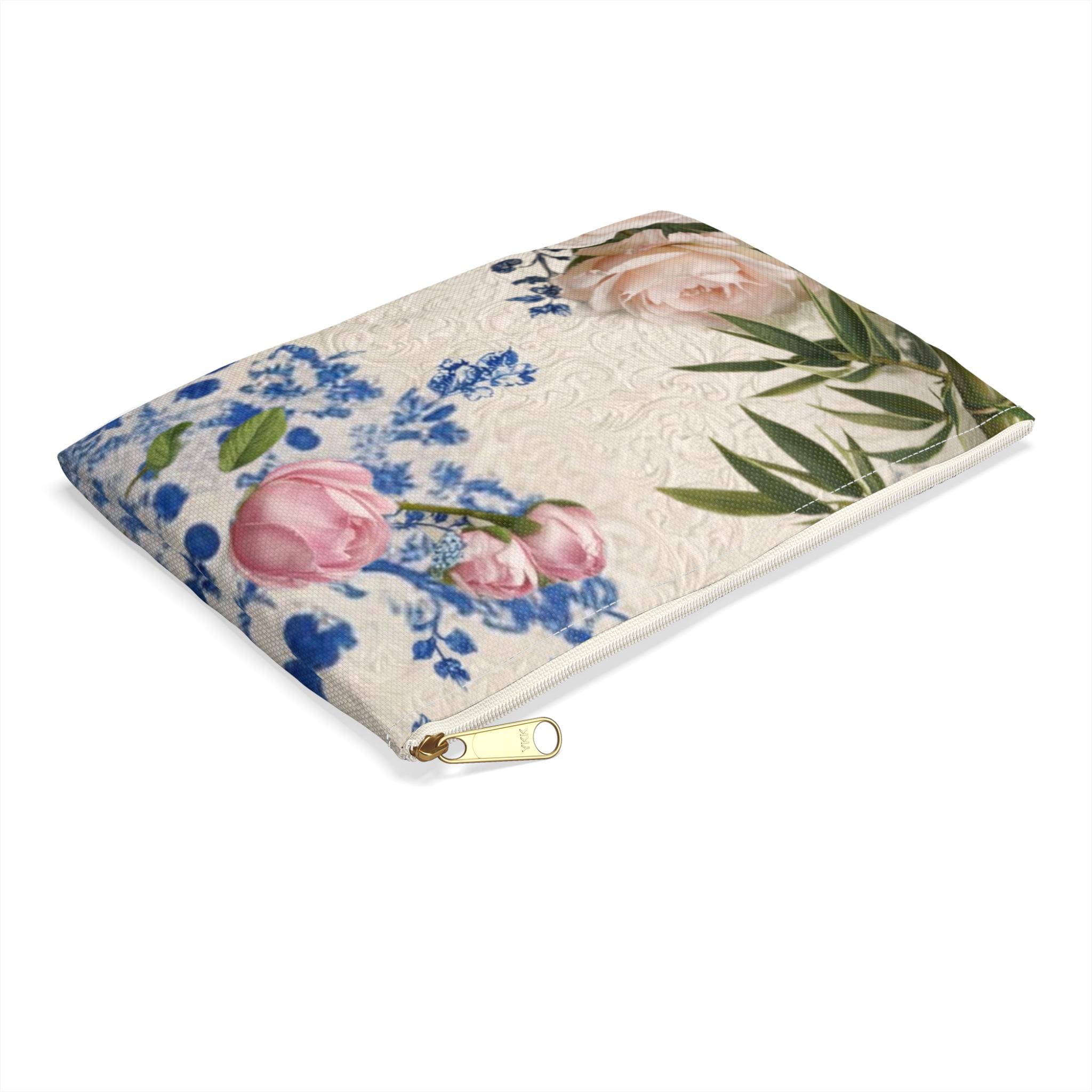 Vintage Floral Bamboo Roses Accessory Pouch | Makeup Bag, Cosmetic Pouch