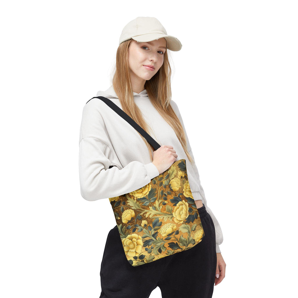 Willaim Morris Tote Bag | Golden Botanical Bible Study Accessory | Christian Shoulder Bag