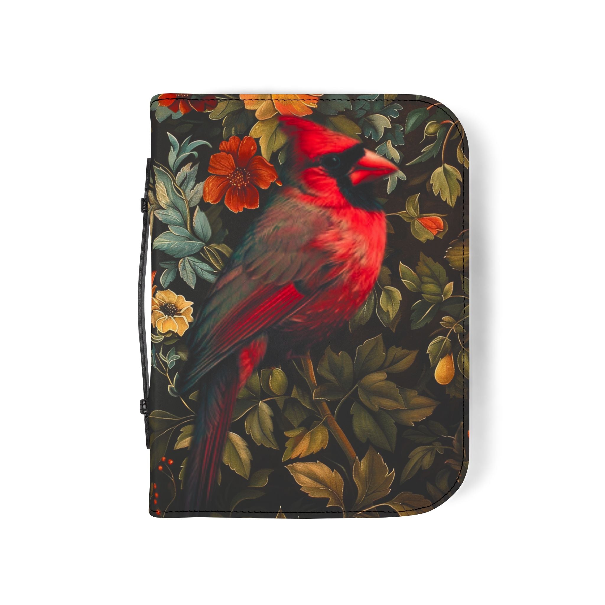Cardinal Floral Bible Cover | Zippered Scripture Organizer | Bible Carrying Case