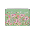 Pink Wildflower Garden Microfiber Kitchen Dish Mat | Butterflies on Green Dish Drying Mat