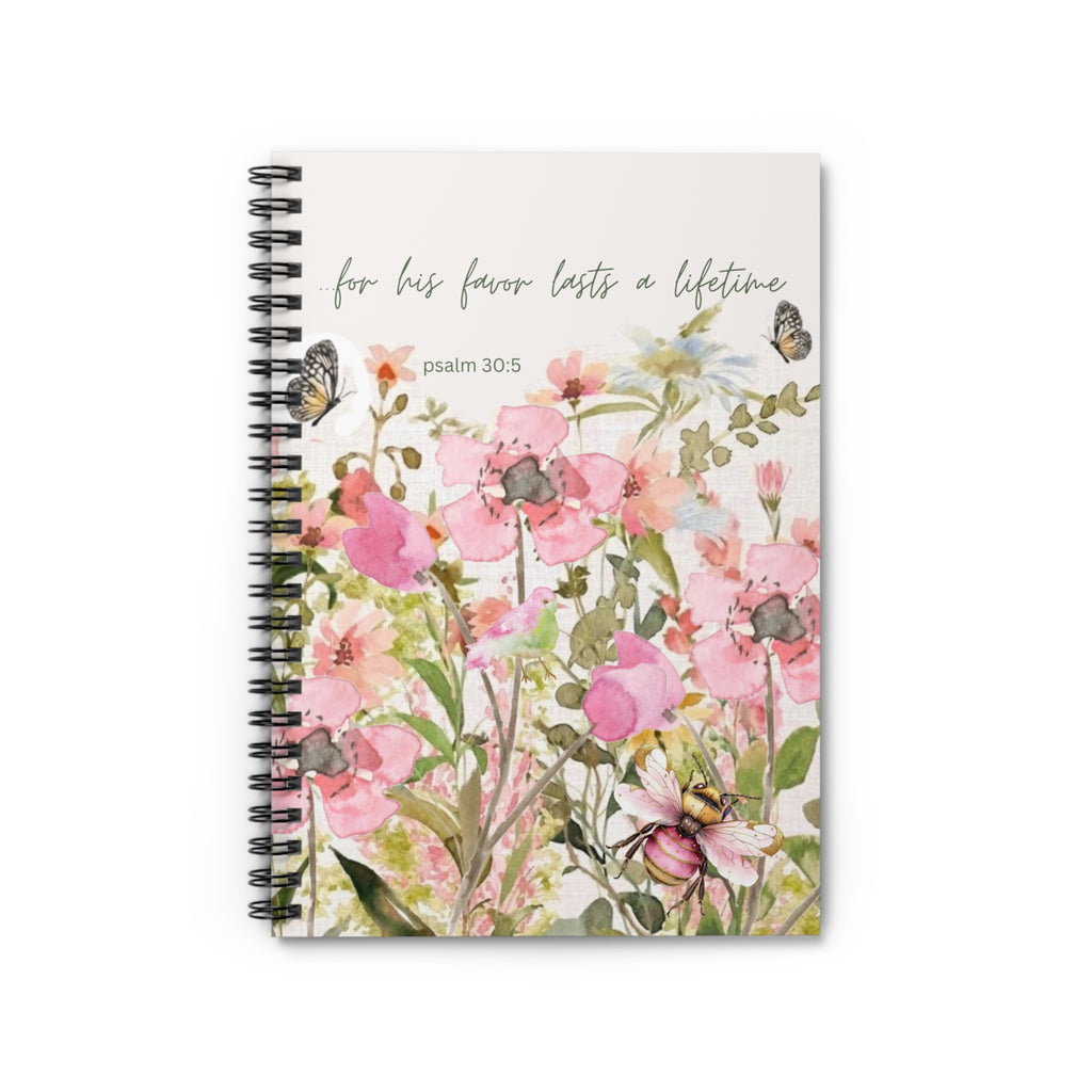 Pink Wildflower Watercolor spiral notebook | Ruled lined journal | Morning Ritual