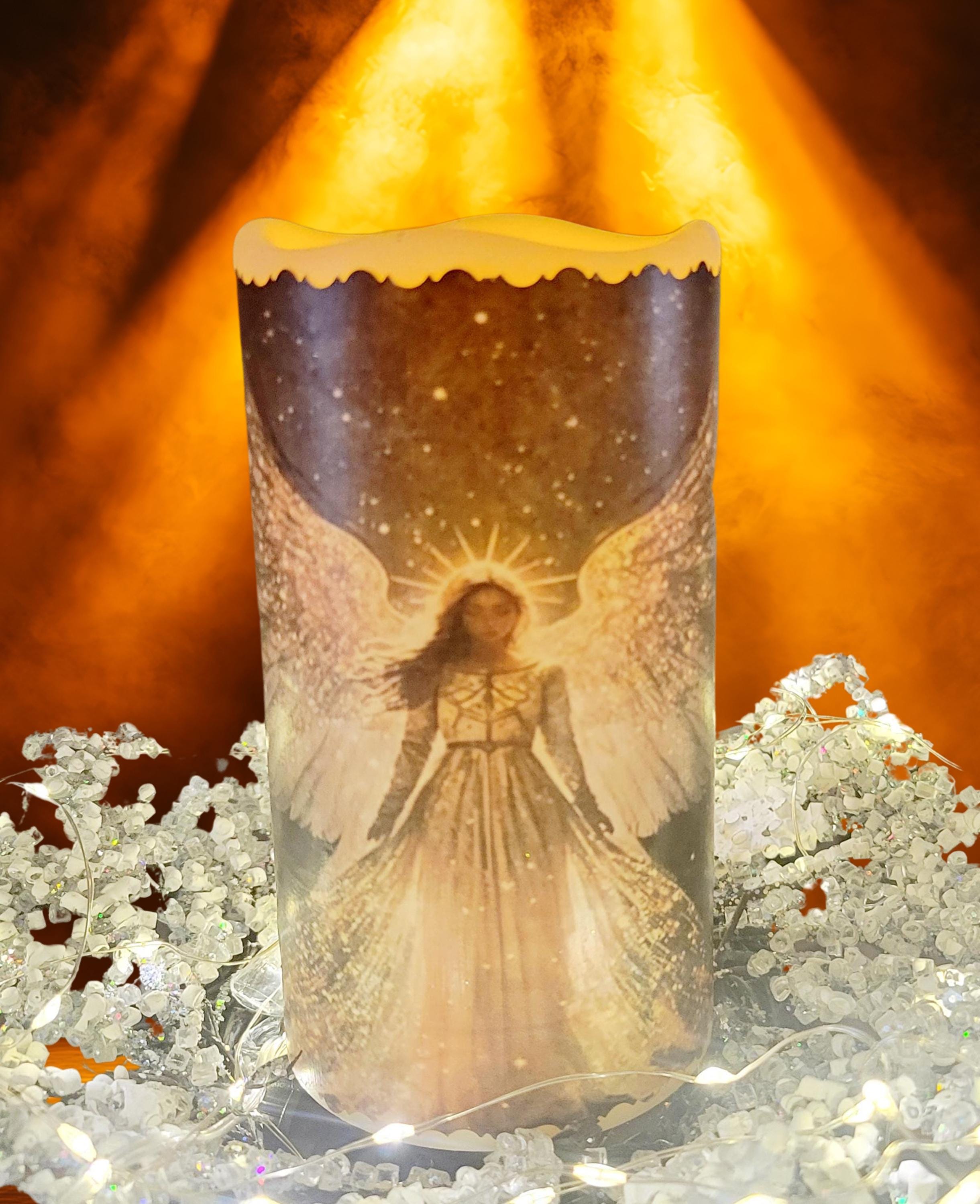 Angel LED Flameless Candle – Sacred Serenity Night Light Centerpiece