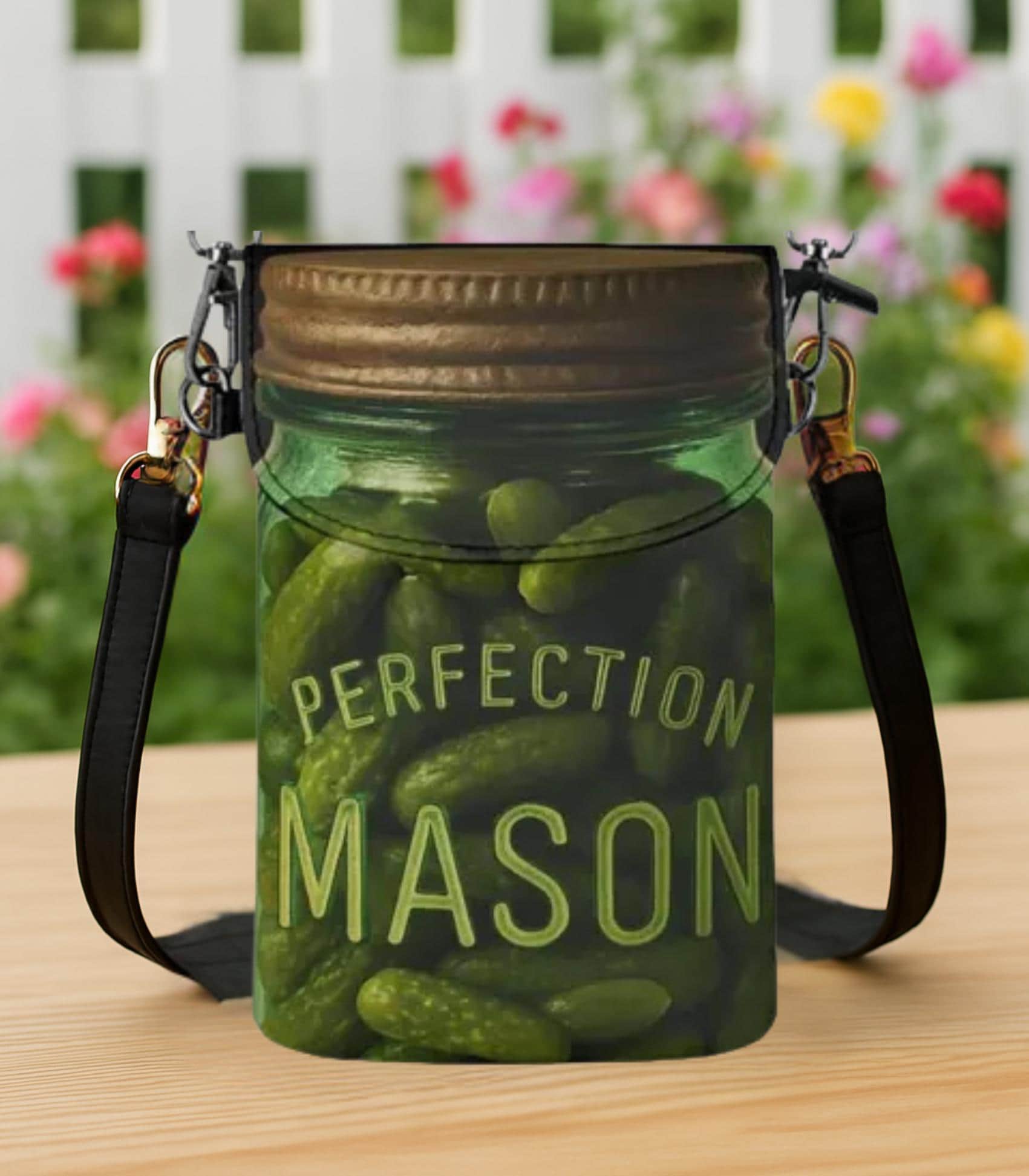 Pickle Jar Crossbody Bag: Novelty Vegan Leather Phone Purse