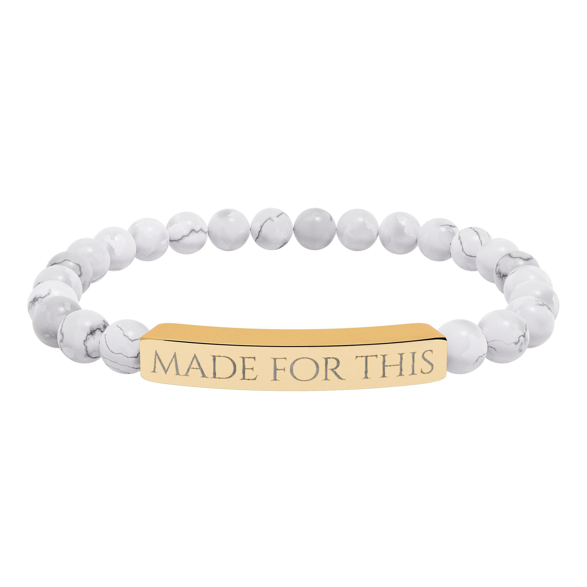 MADE FOR THIS Natural Stone Stretch Bar Bracelet | Engraved Christian Bracelet