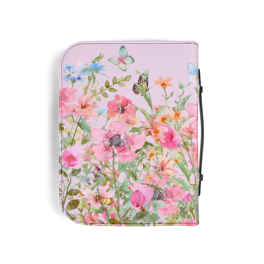 Floral Meadow Bible Cover | Pink Wildflowers, Butterflies, Missal Cover Bible Case
