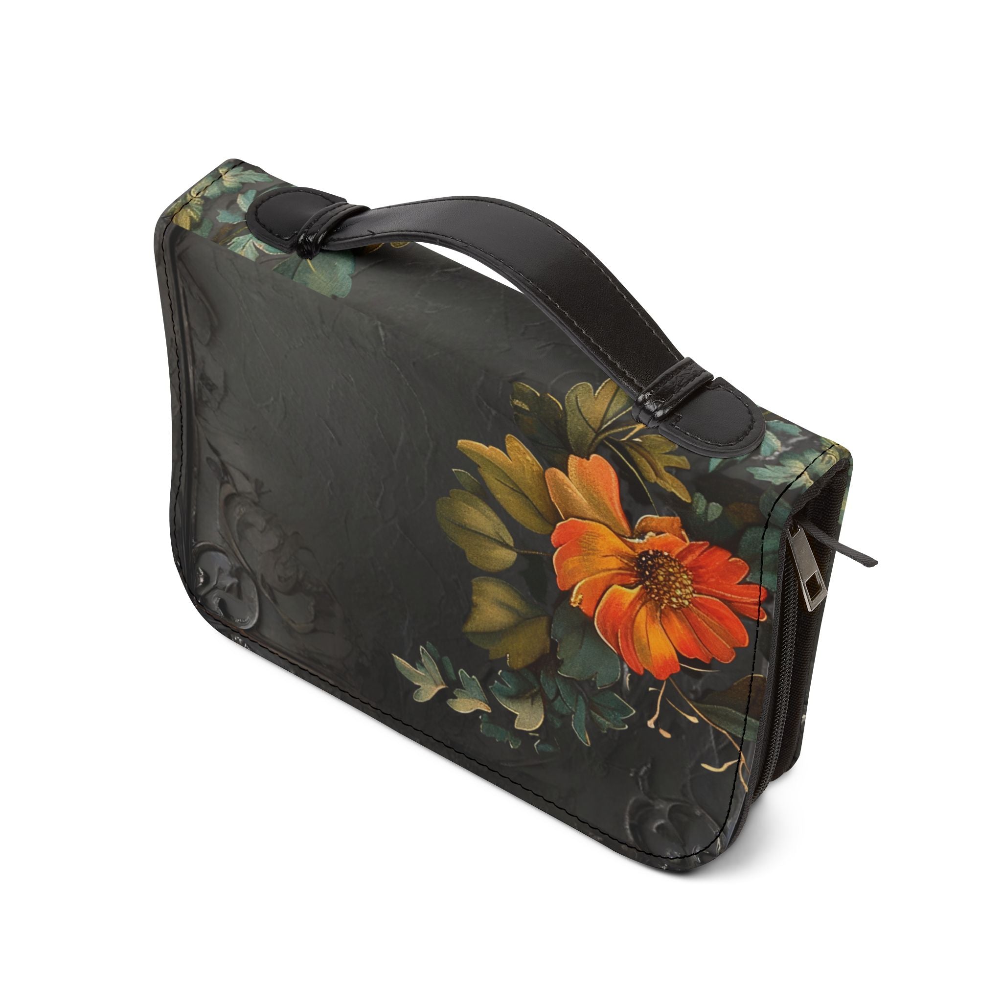 3D IMAGE Floral Bible Cover | Floral Design | Christian Gift | Vegan Leather Bible Case with Handle & Zipper | Bible Study Accessory