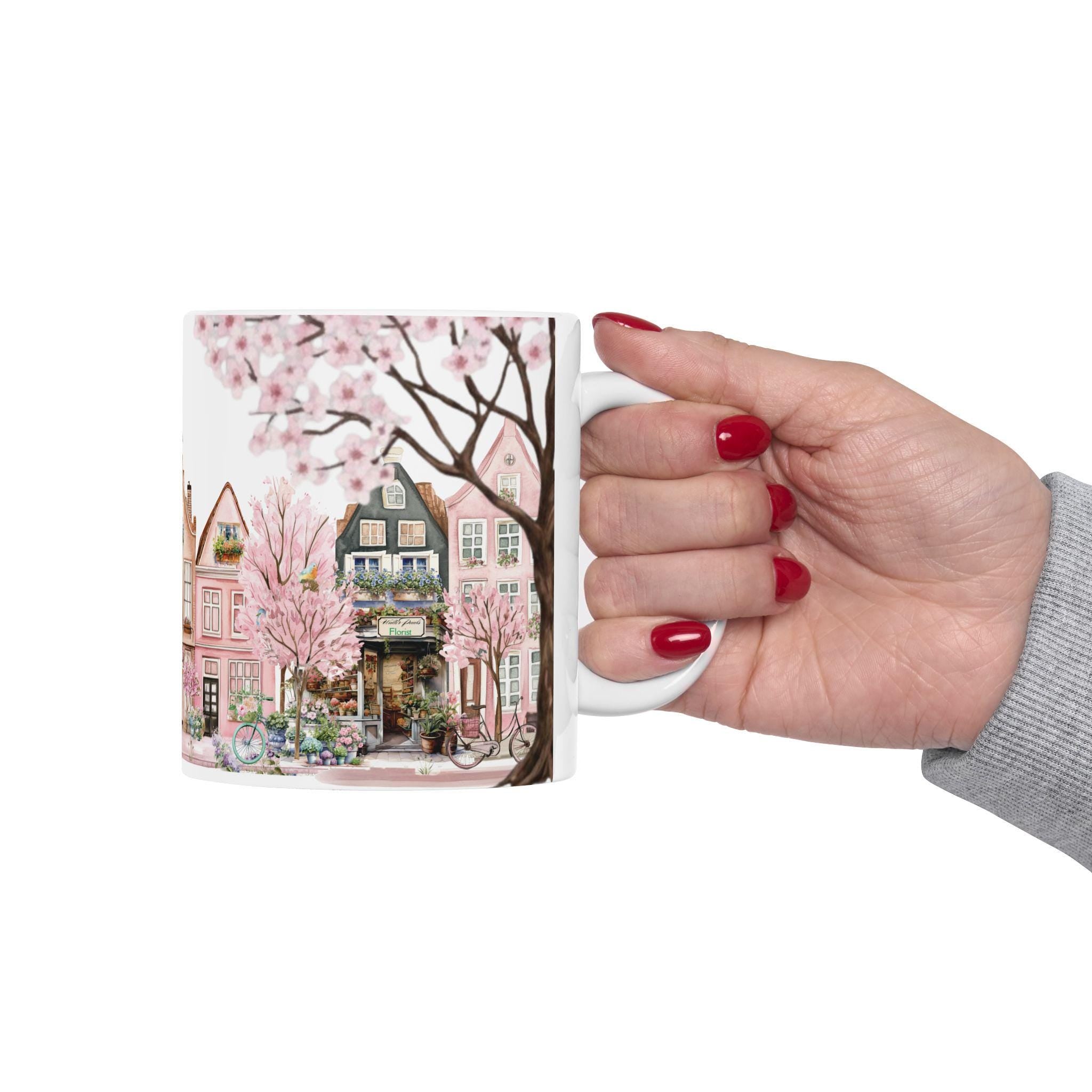 Painted Ladies Rowhouse Floral Coffee Cup Mug | Spring Tea & Coffee Lover