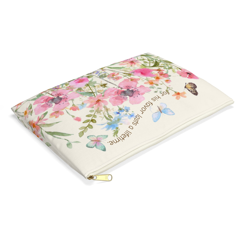 Wildflower Watercolor Accessory Pouch | Scripture Quote | Church Accessory Bag
