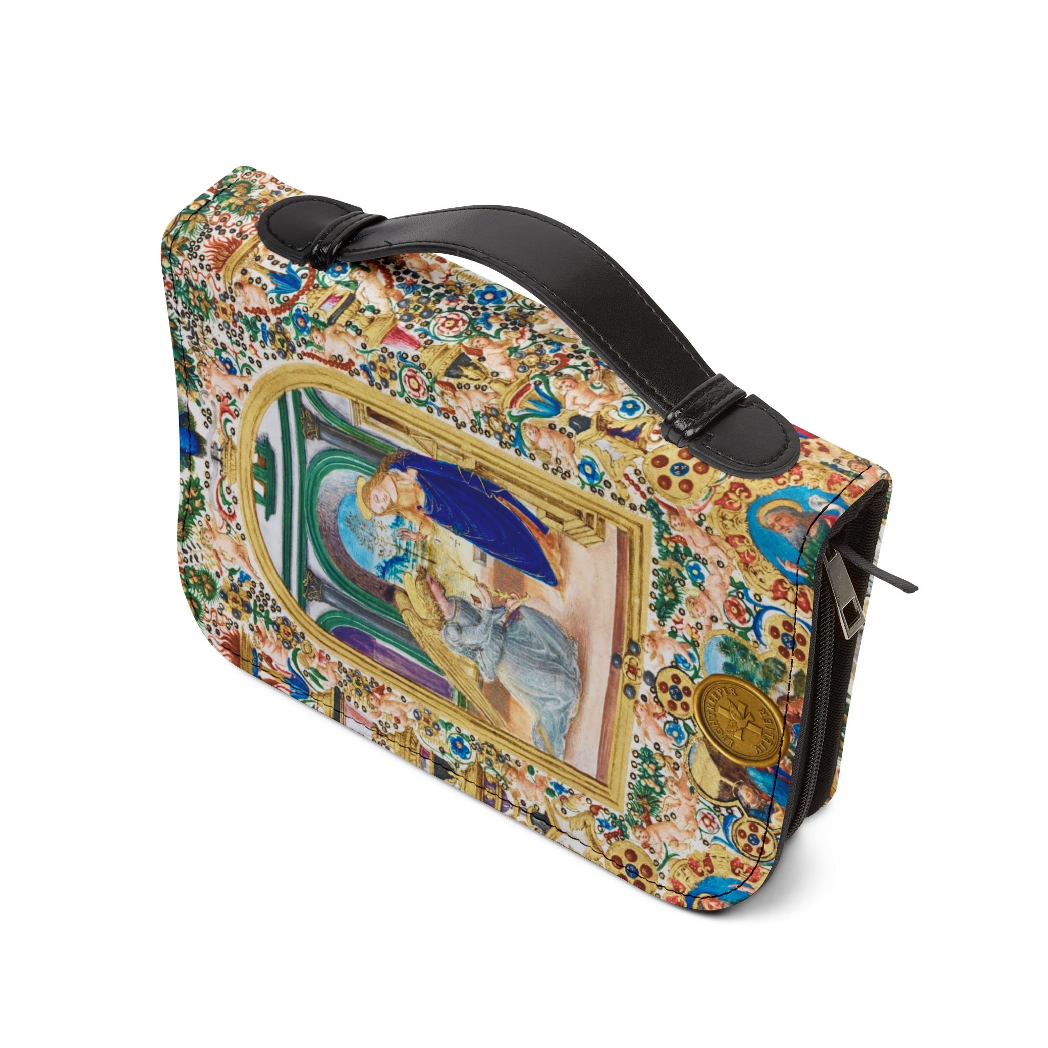 Virgin Mary Floral Icon Bible Cover | Zippered Scripture Holder Gift for Christian woman