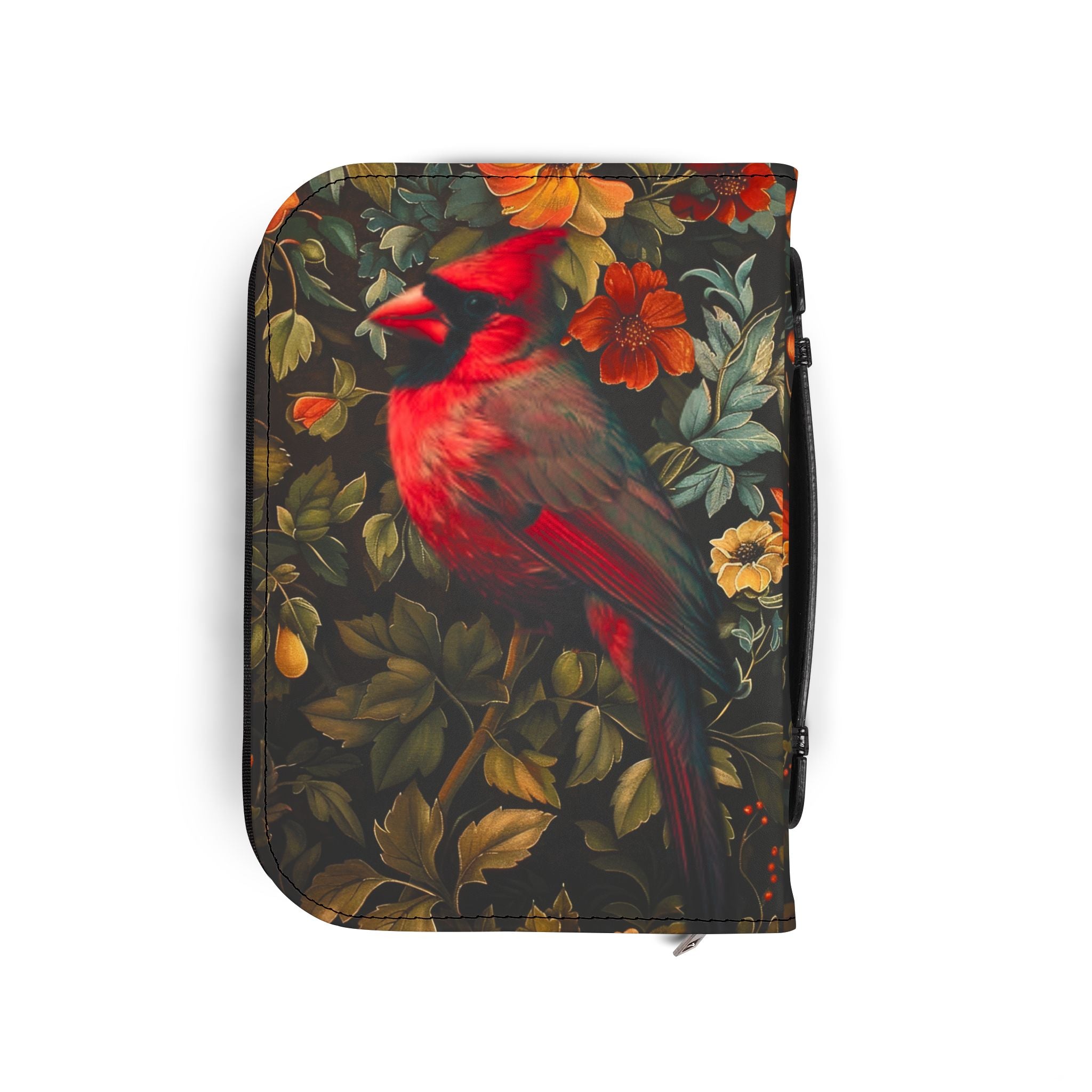 Cardinal Floral Bible Cover | Zippered Scripture Organizer | Bible Carrying Case