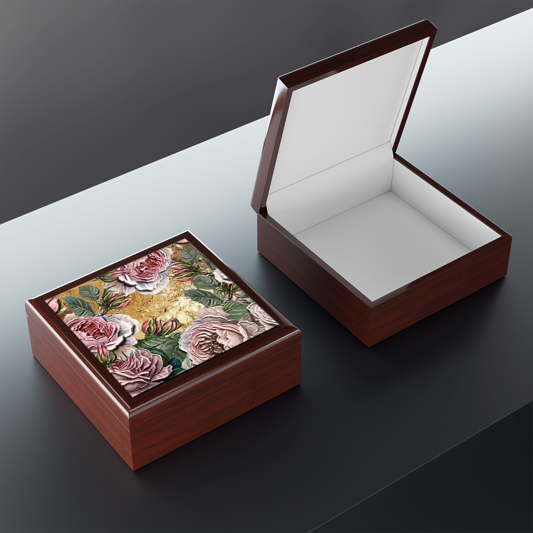 Floral Keepsake Roses Memory Box Jewelry Box | Personalized Engraved