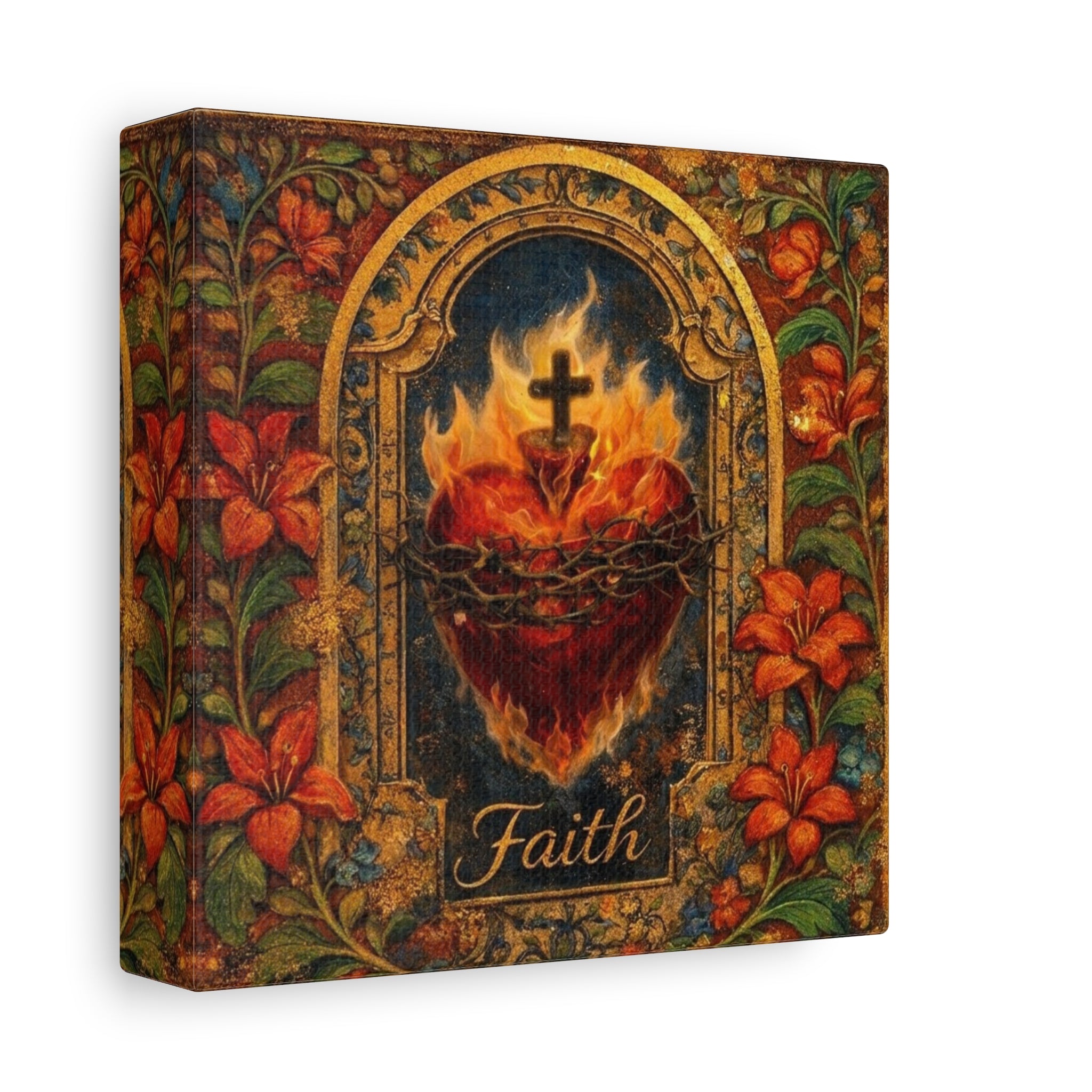 Copy of Flaming Sacred Heart Faith Canvas