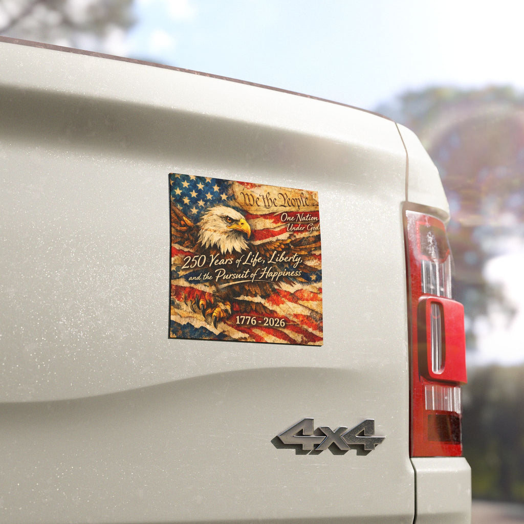 Bald Eagle American Flag 250 Years Car Magnet | 1776-2026 Patriotic