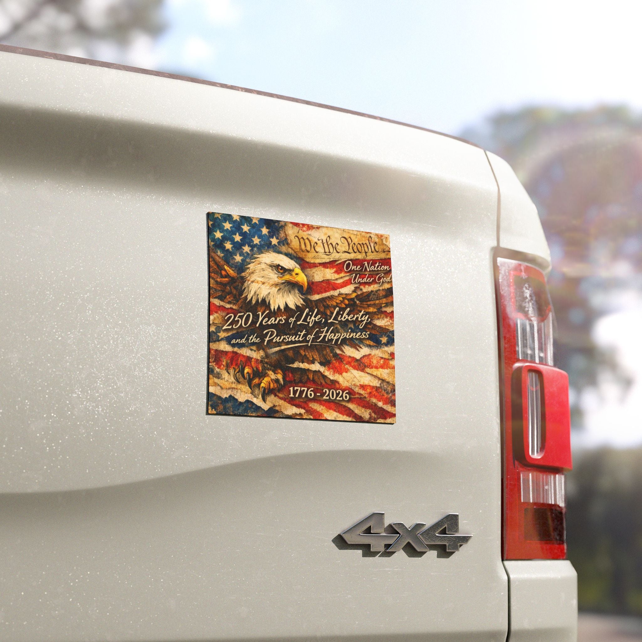 Bald Eagle American Flag 250 Years Car Magnet | 1776-2026 Patriotic