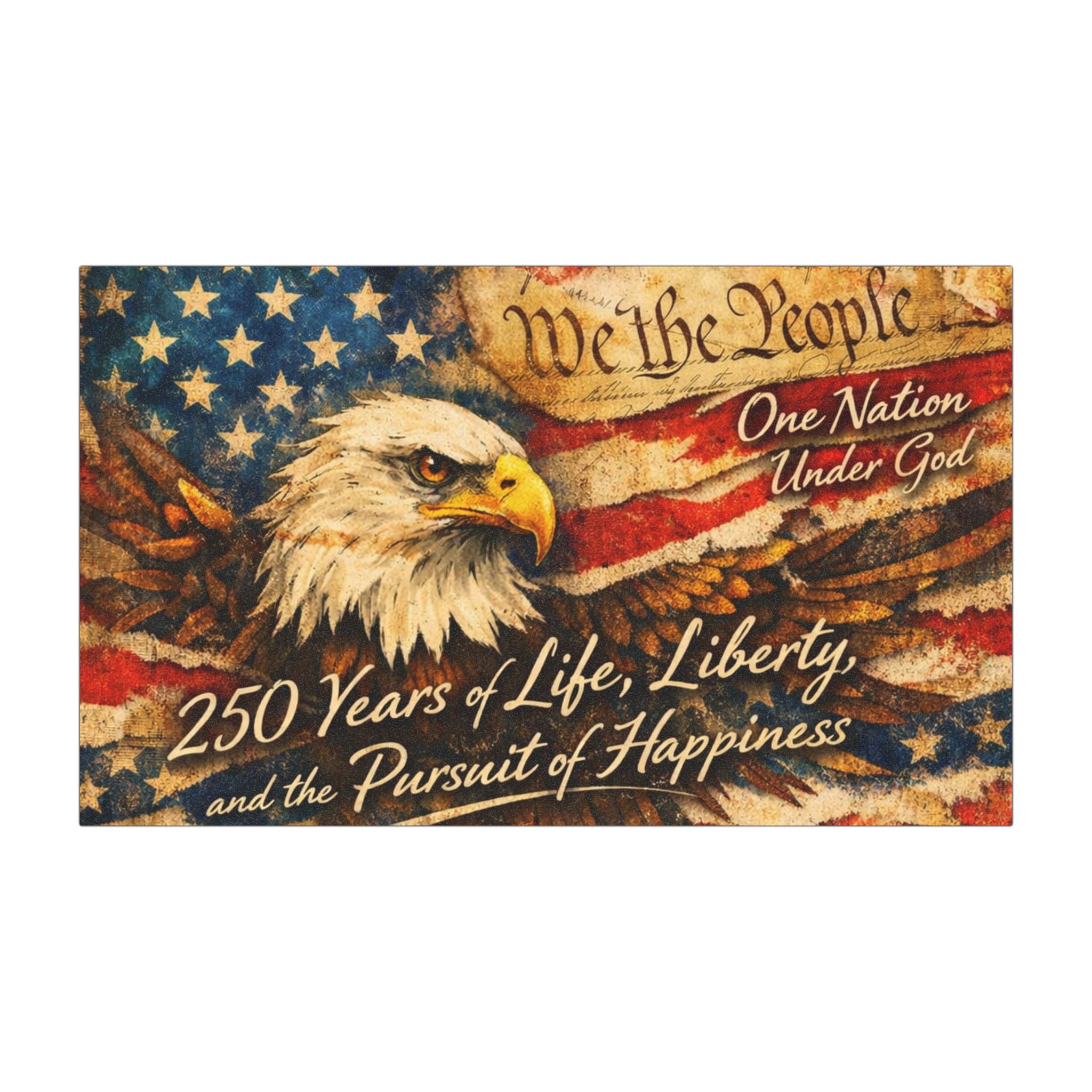 Bald Eagle American Flag 250 Years Car Magnet | 1776-2026 Patriotic