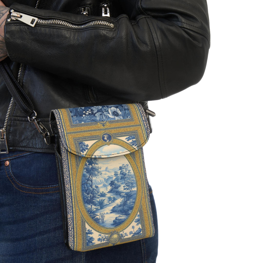 Blue Chinoiserie Phone Bag Wallet • Toile Pattern Crossbody • PCS Heritage Accessory