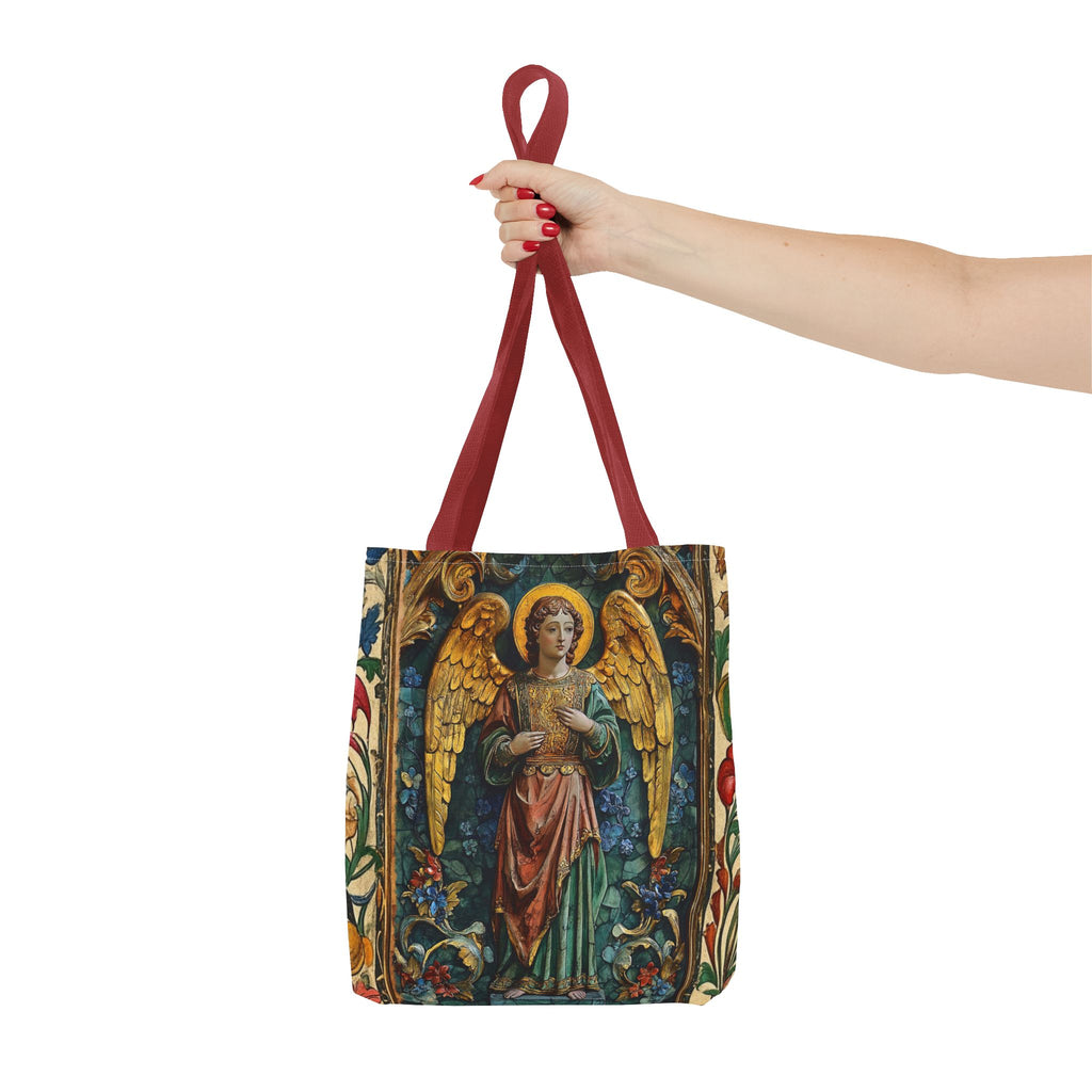 Medieval Manuscript Angel Tote | Ornate Religious Artwork, AOP Shoulder Bag Gift for Catholic