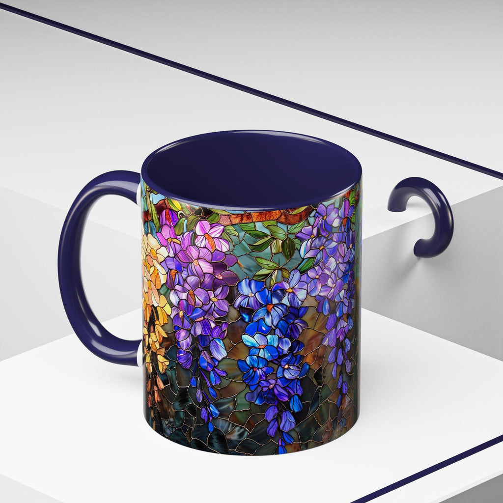 Wisteria Floral Stained Glass Mug | Accent Coffee Mug | House Warming Gift