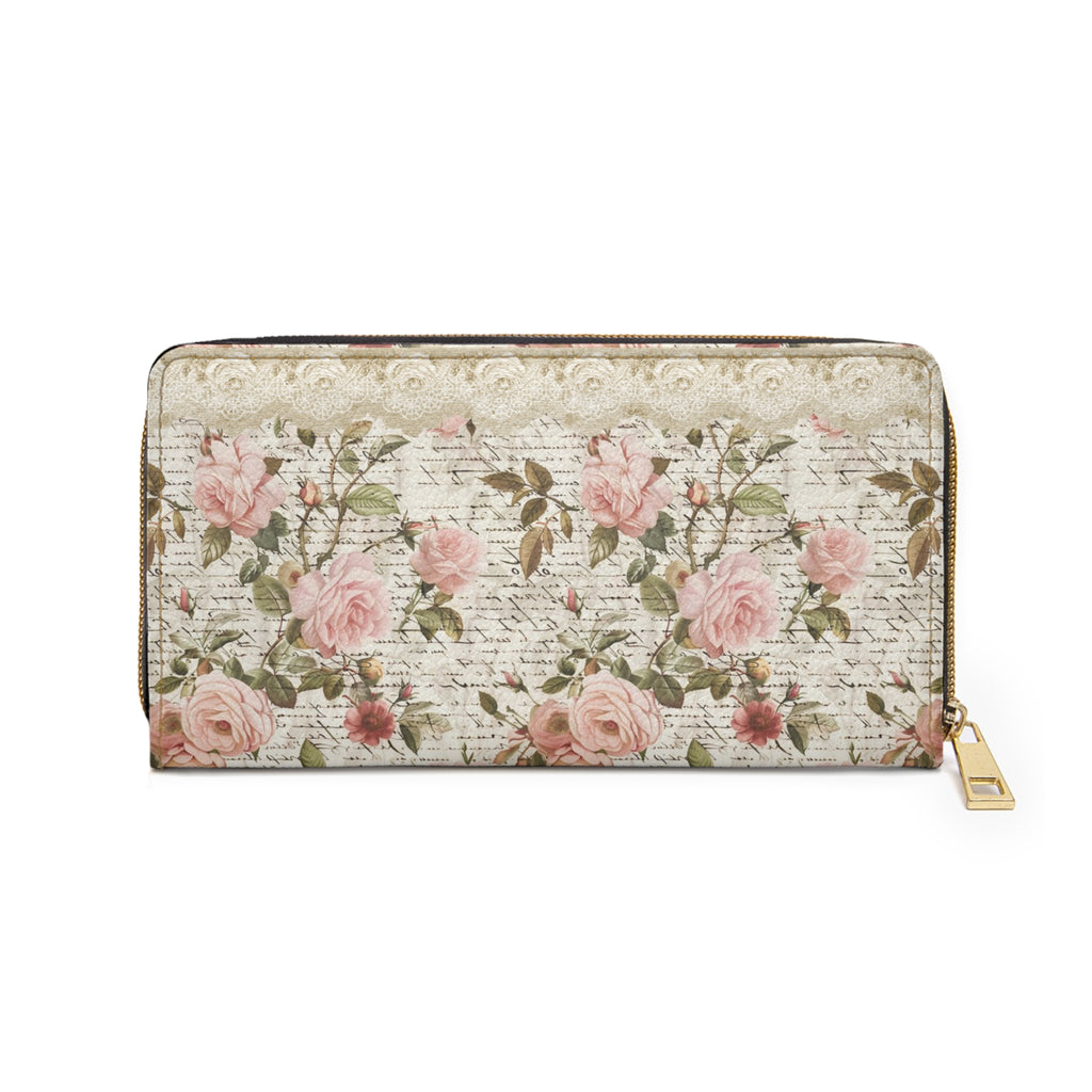 Zipper Wallet, Antoinette Script Coin Purse, Small Wallet, Floral Art Wallet, Gift for Her, Women's Wallet