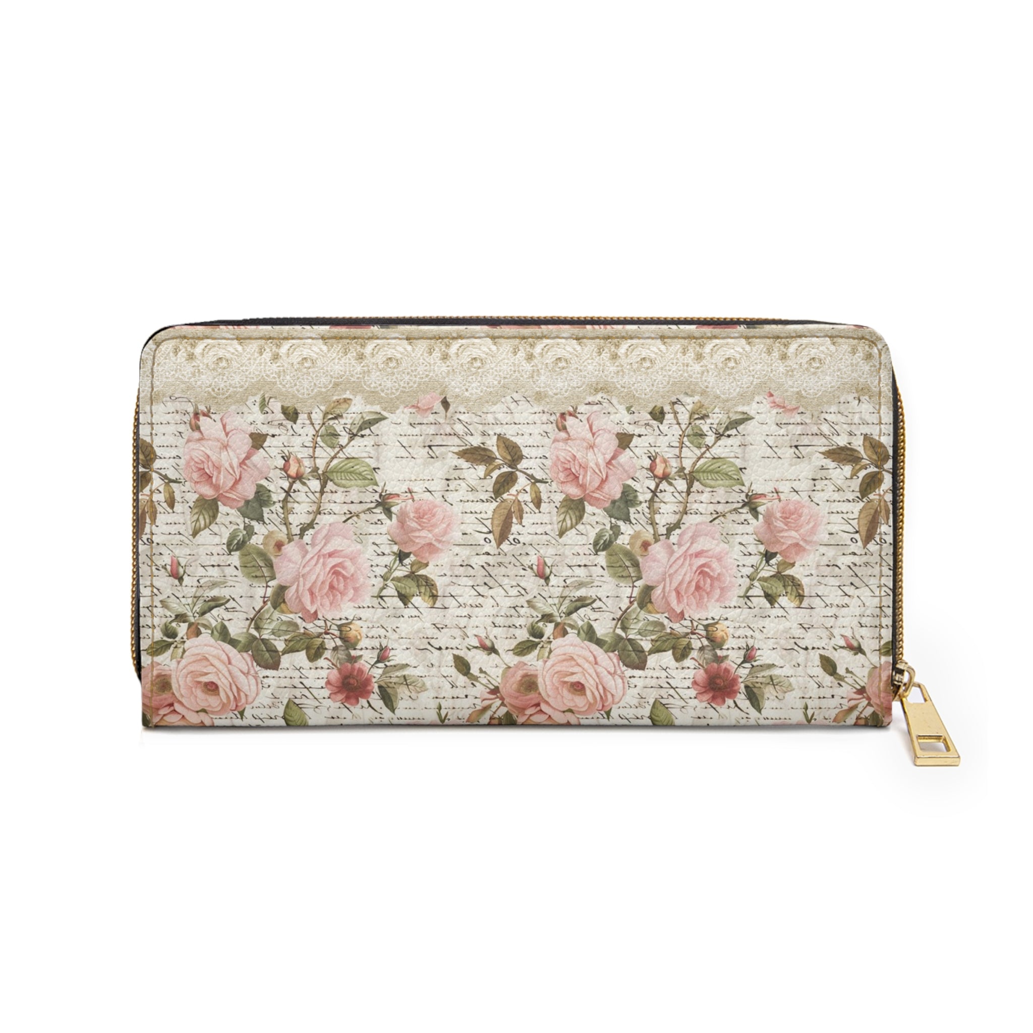 Zipper Wallet, Antoinette Script Coin Purse, Small Wallet, Floral Art Wallet, Gift for Her, Women's Wallet