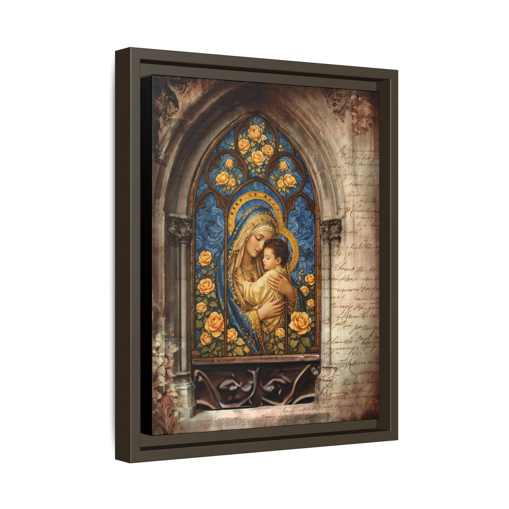 Madonna and Child Stained Glass Print Matte Canvas, Framed