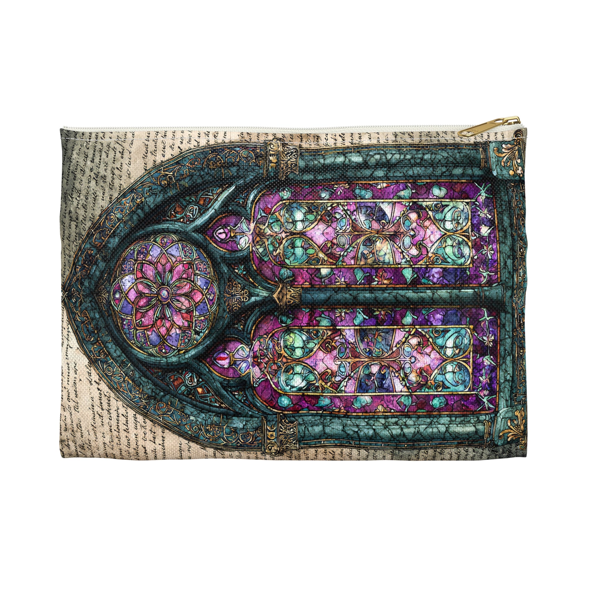 Stained Glass Window Accessory Pouch | Gothic Cathedral Pattern