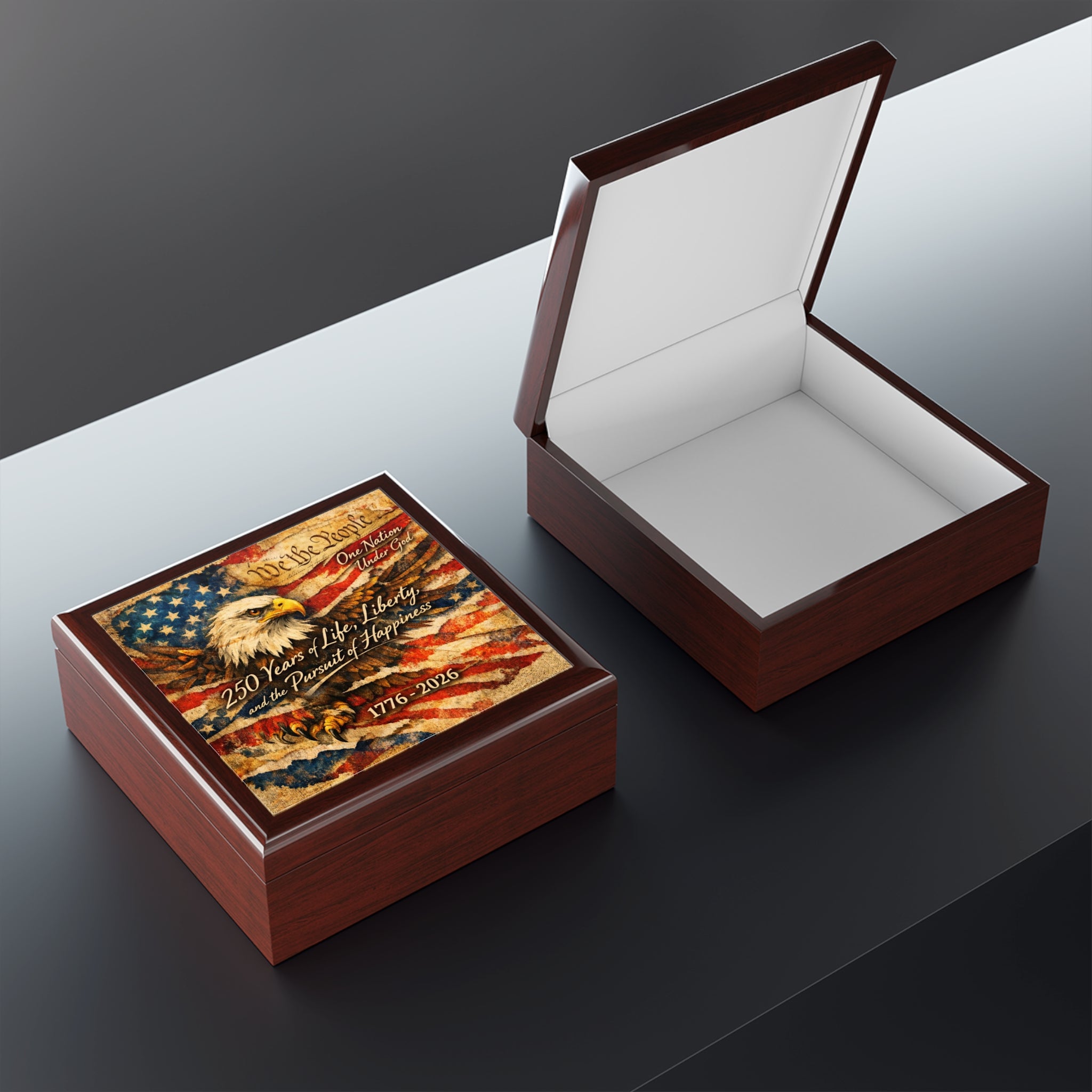 American 250th Anniversary Patriotic Jewelry Box | Veteran Keepsake