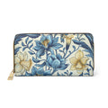 Blue William Morris Floral Pattern Zipper Wallet, Flower Clutch Coin Pouch