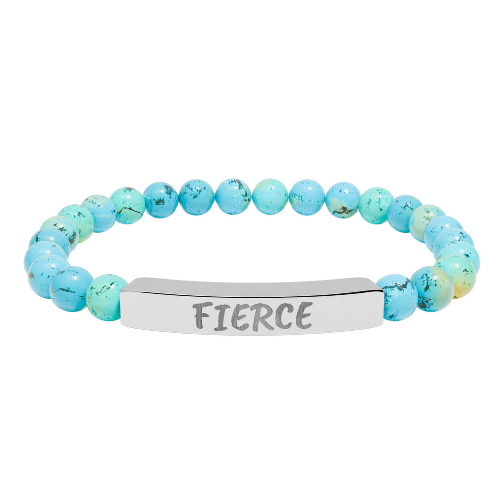 FIERCE Natural Stone Stretch Bar Bracelet | Engraved Christian Bracelet