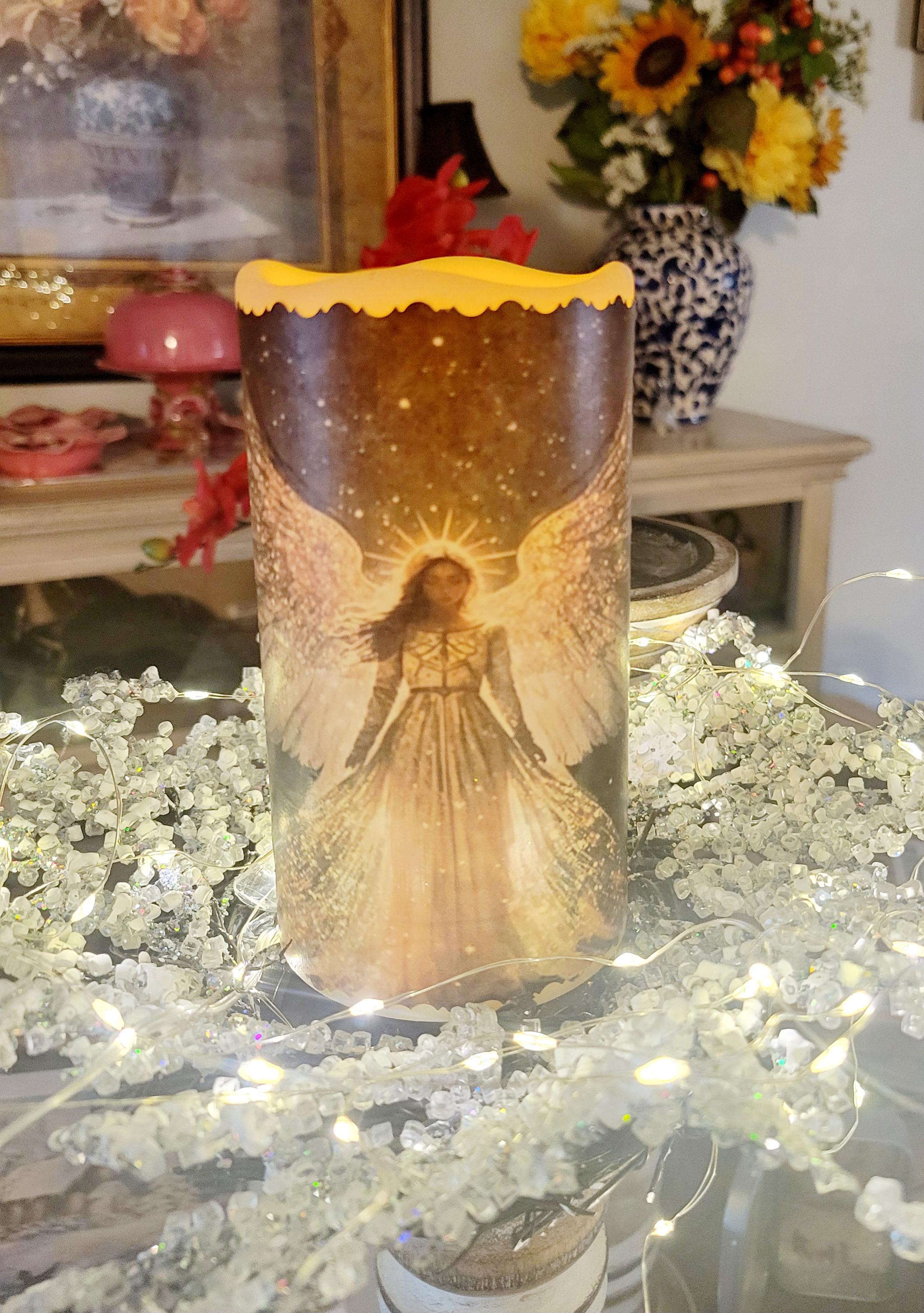 Angel LED Flameless Candle – Sacred Serenity Night Light Centerpiece