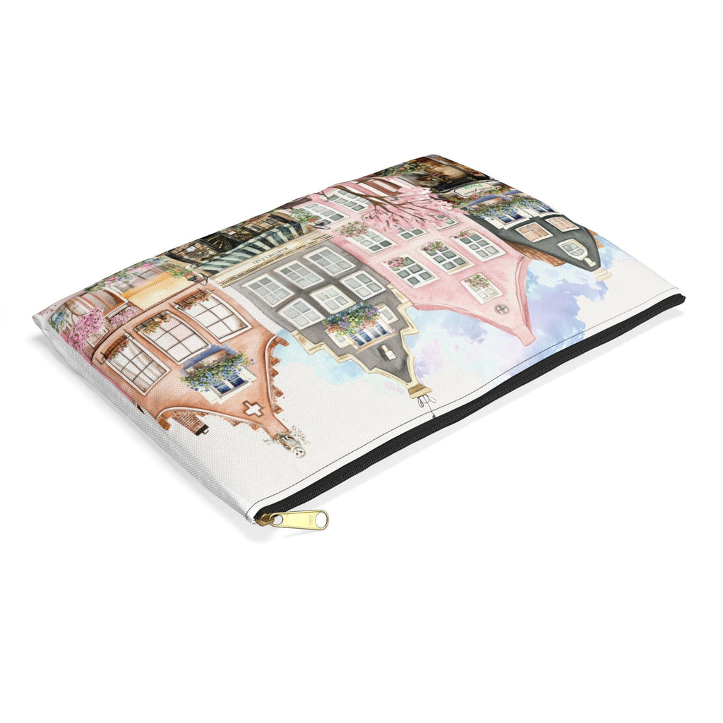 Village Row Houses Accessory Pouch | Illustrated Cottage Row Zip Pouch