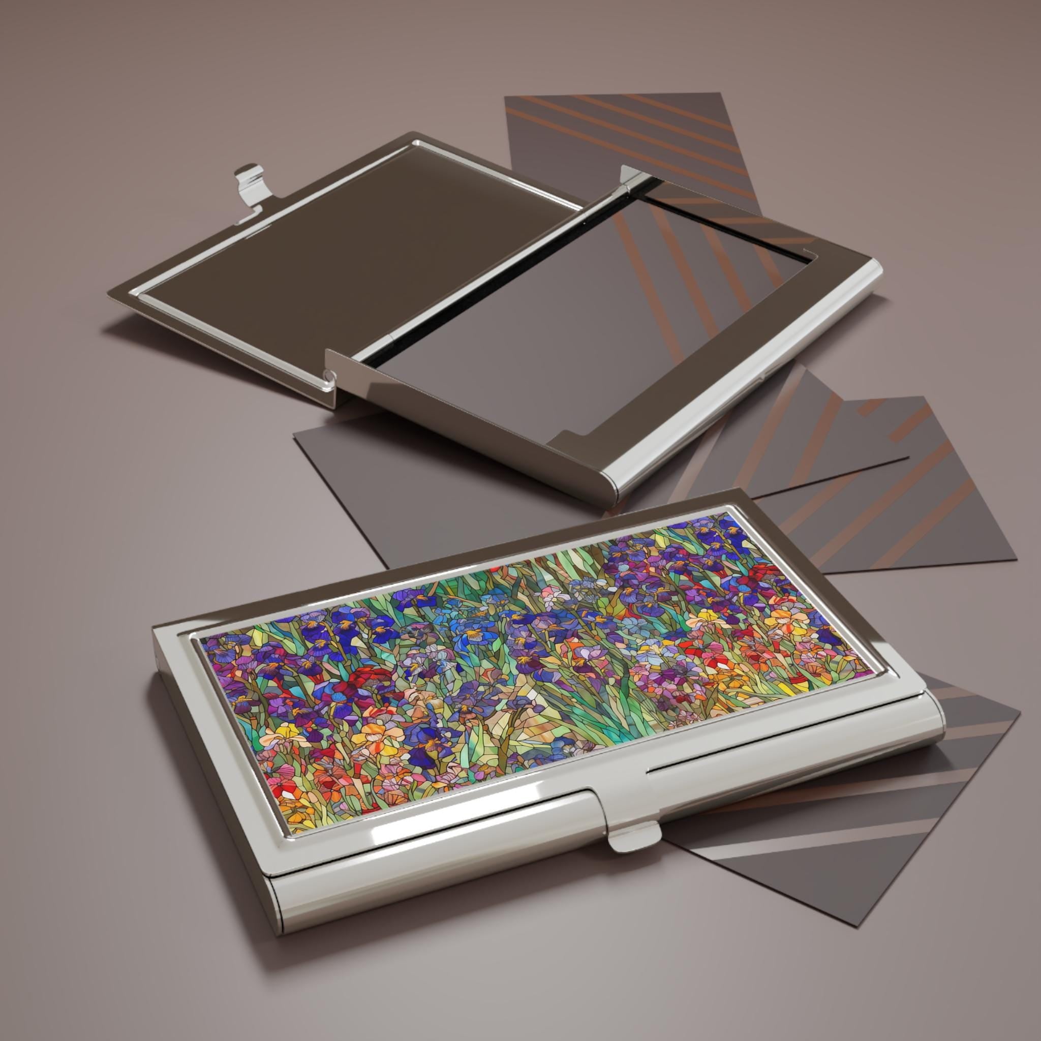 Floral Mosaic Business Card Holder | Boutique Office Gift | Elegant Card Case