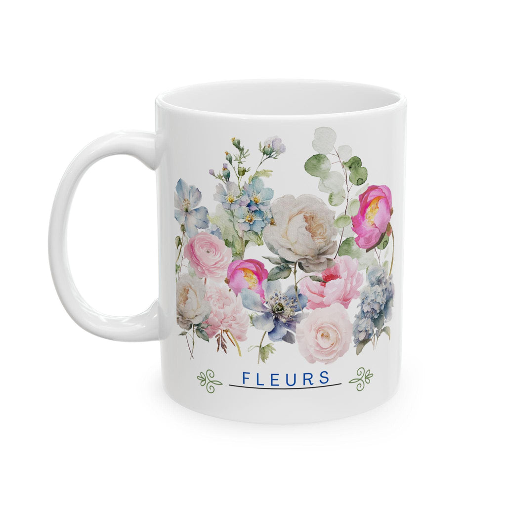 French Ceramic Mug French coffee Cup Elegant Flower Design Coffee Cup for Tea Lovers, Great Gift for Birthdays, Weddings, and Anniversaries