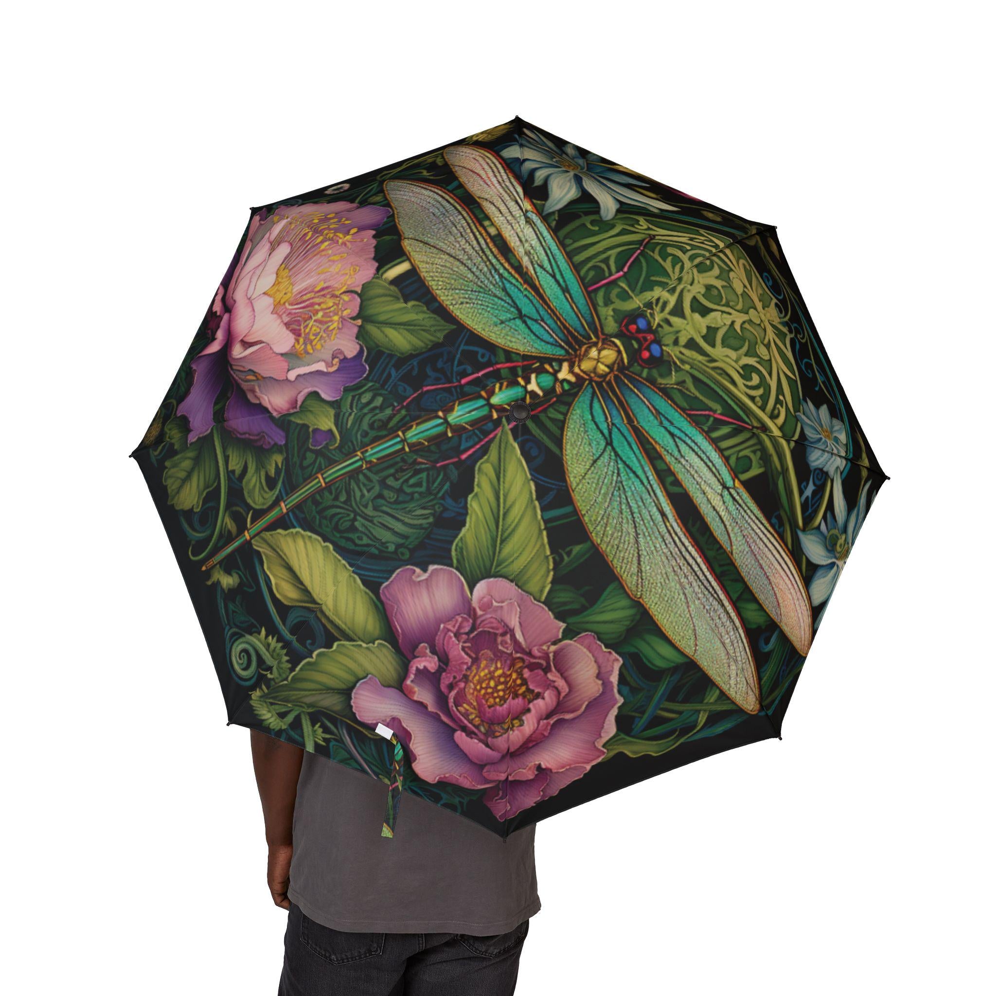Dragonfly Umbrella - Botanical Garden Design, Compact Umbrella for Travel