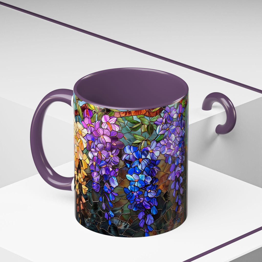 Wisteria Floral Stained Glass Mug | Accent Coffee Mug | House Warming Gift