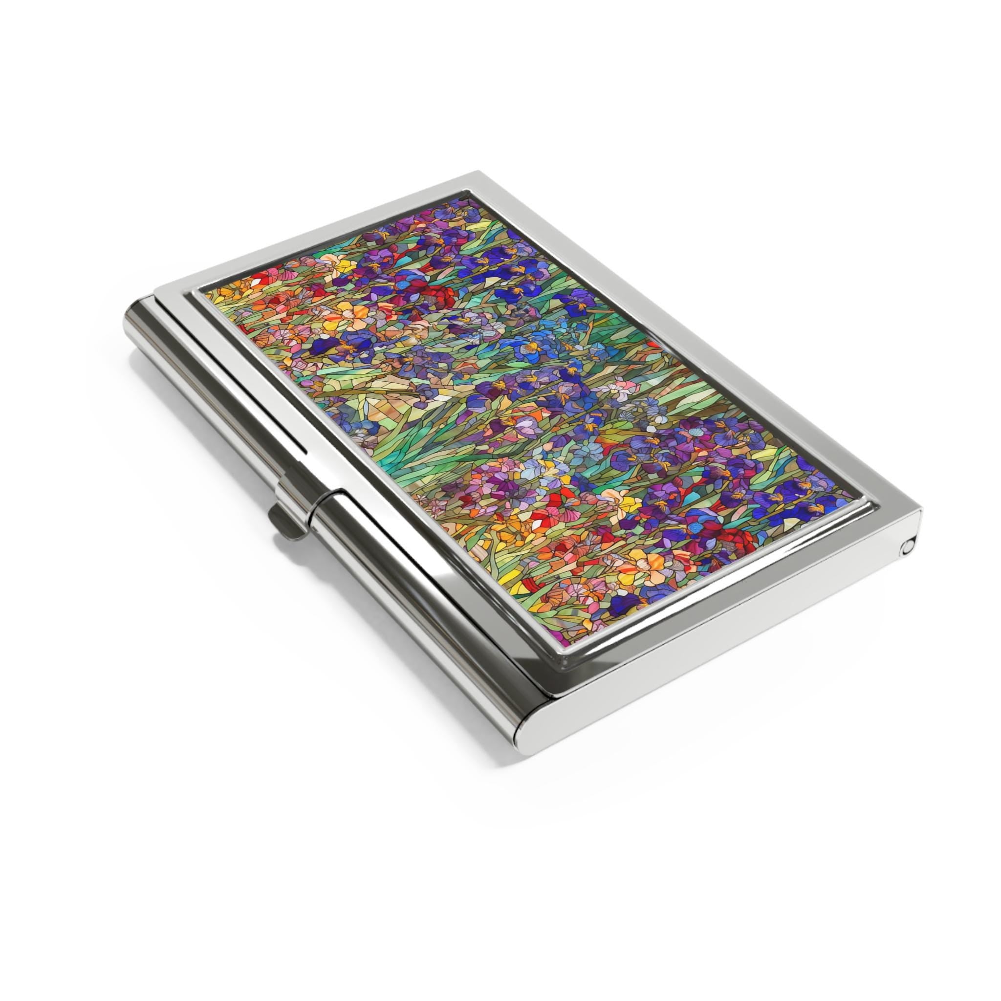 Floral Mosaic Business Card Holder | Boutique Office Gift | Elegant Card Case