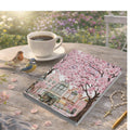 Cherry Blossom Street Scene Hardcover Journal | Sakura Trees & Painted Ladies