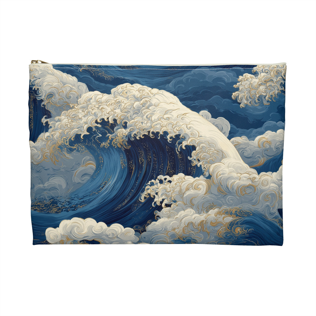 Ocean Wave Accessory Pouch | Blue Wave Cosmetic Bag