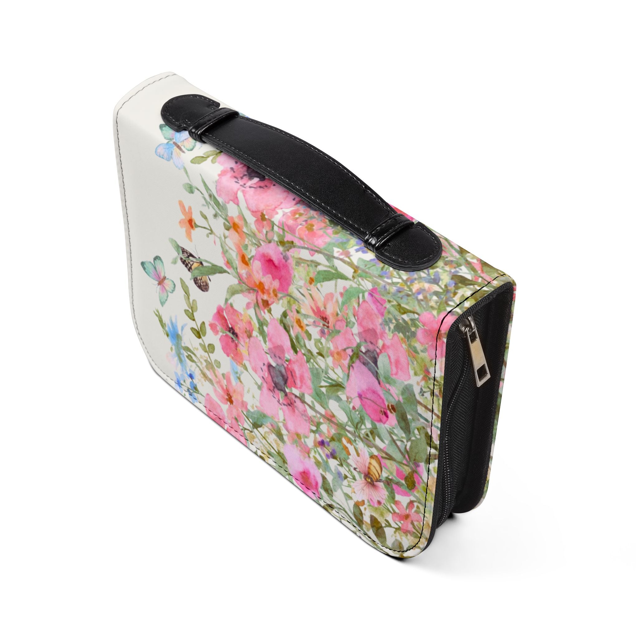 Floral Meadow Bible Cover | Pink Wildflowers, Butterflies, Missal Cover Bible Case