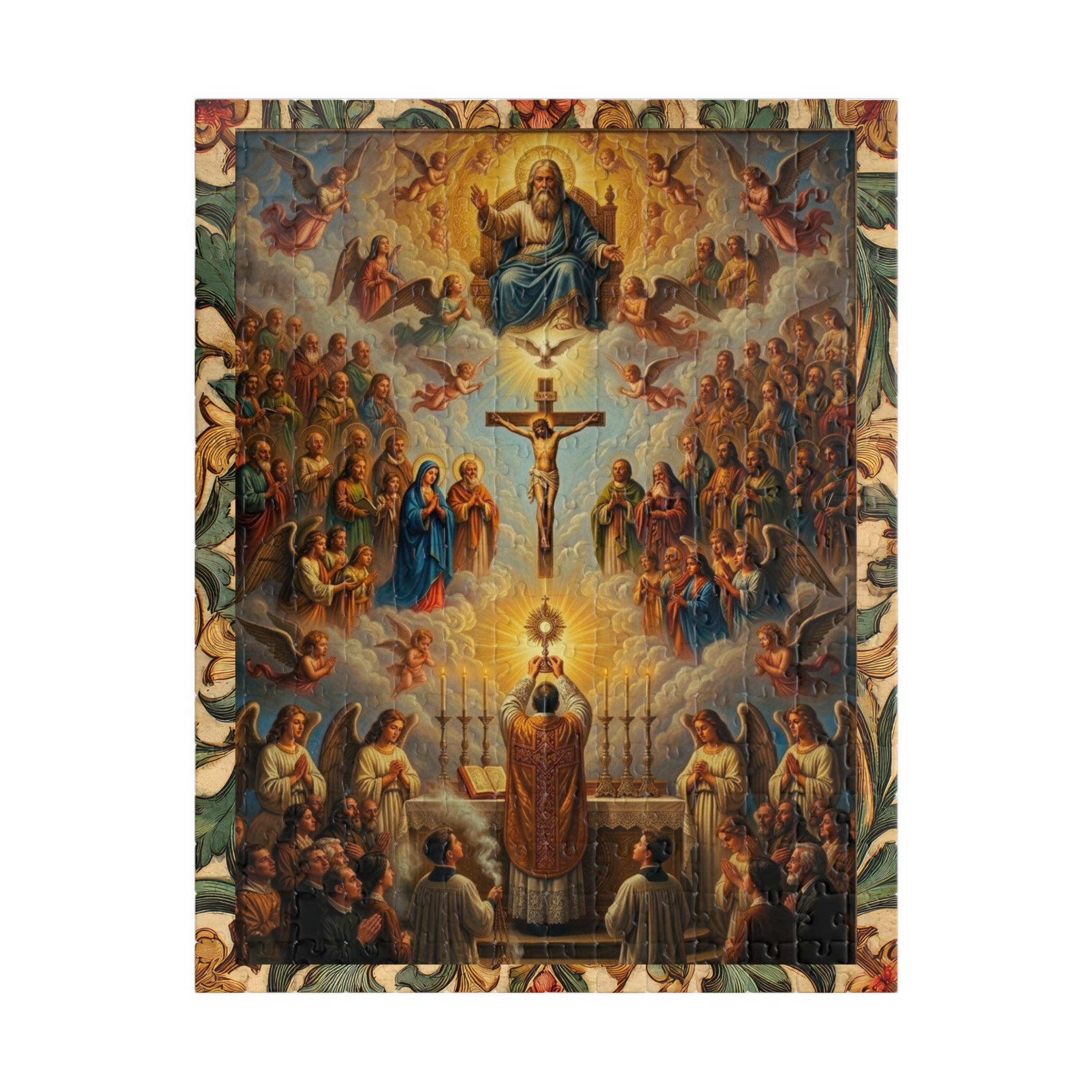Catholic Mass Eucharist Crucifixion Artwork Puzzle 520 Piece | Religious Jigsaw