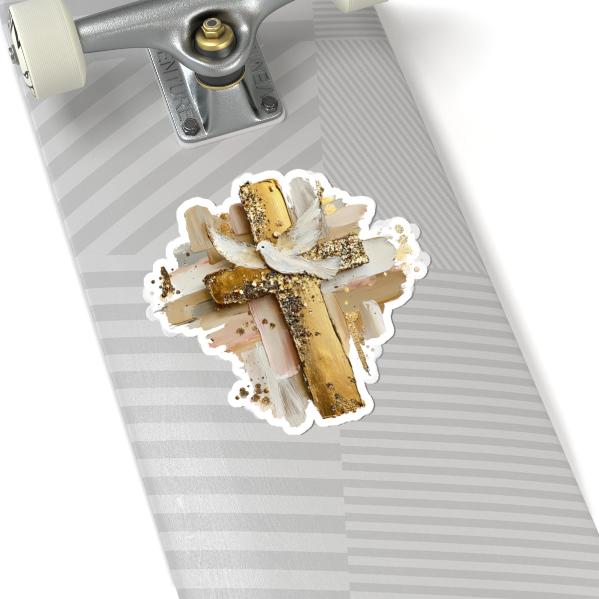 Gold Impasto Cross Sticker Kiss-Cut Sticker