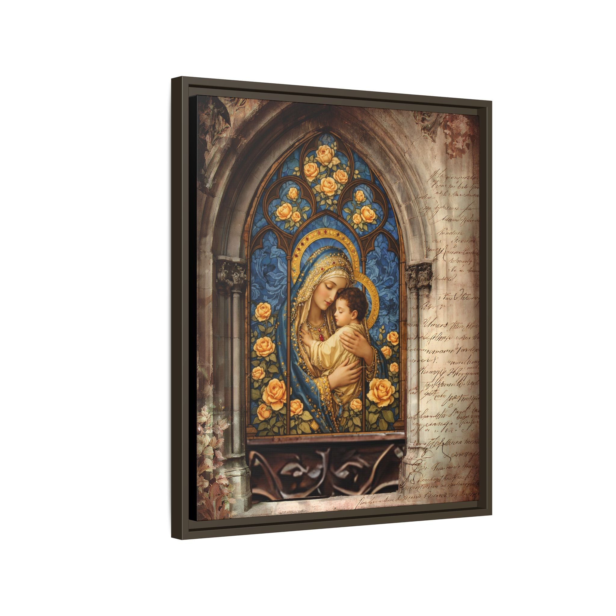 Madonna and Child Stained Glass Print Matte Canvas, Framed