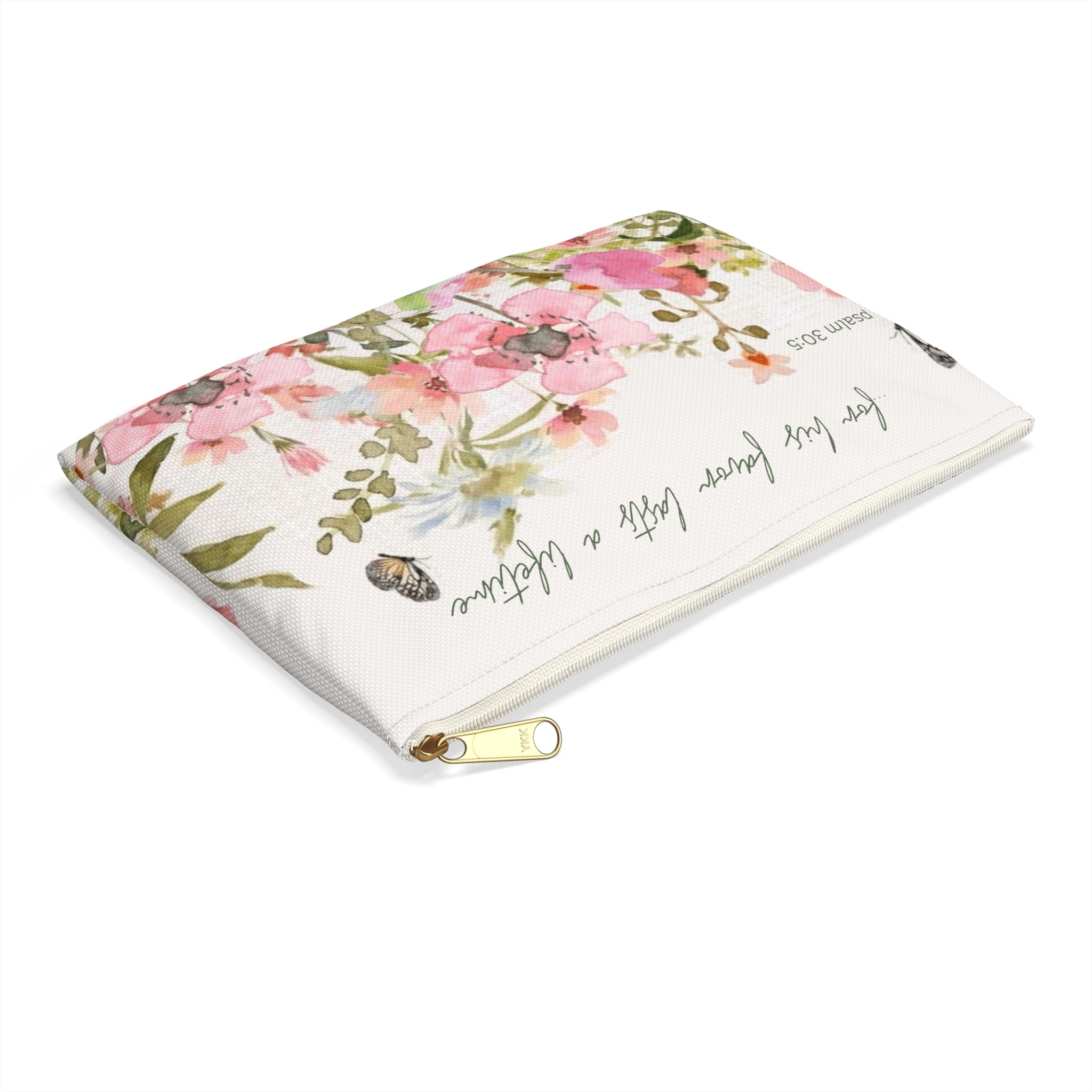 Wildflower Watercolor Accessory Pouch | Scripture Quote | Church Accessory Bag