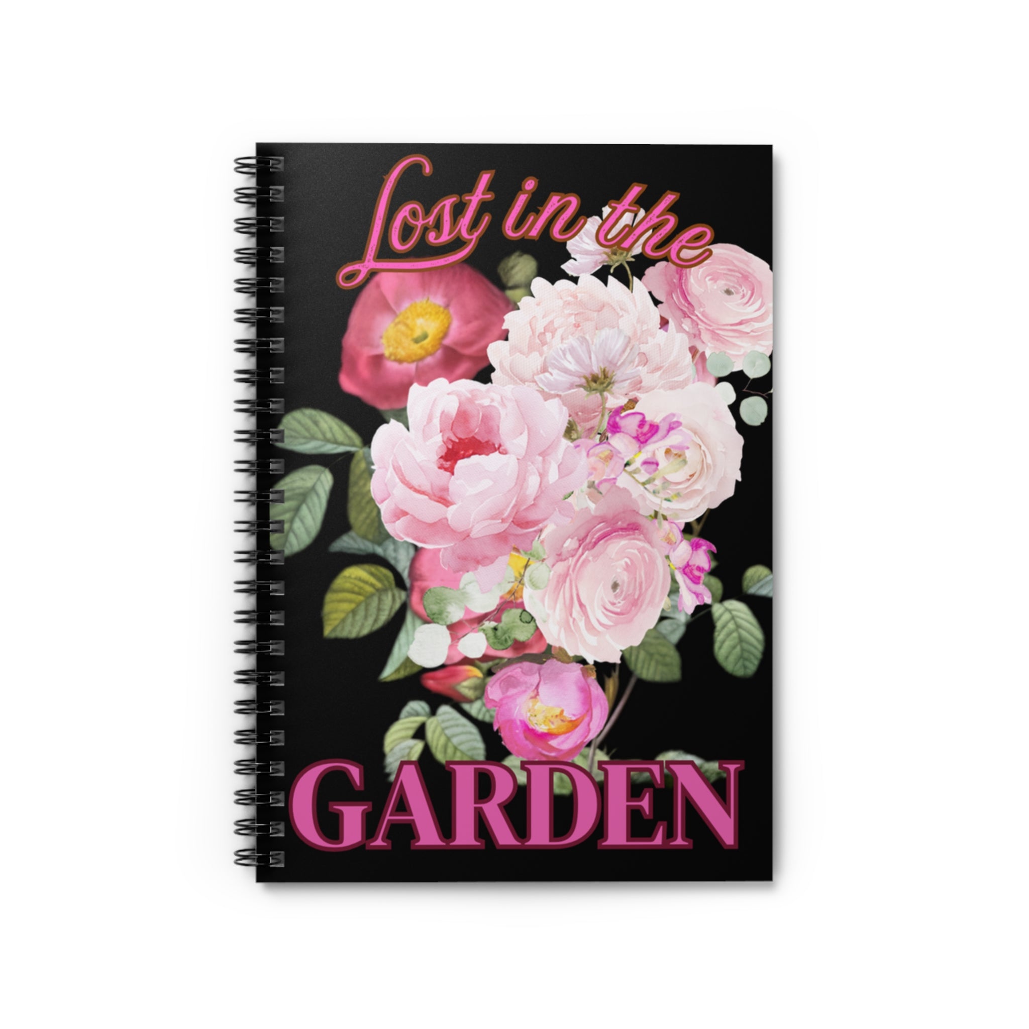 Garden Spiral Notebook | Pink Floral Ruled Journal Gift for Garden Lover | Diary Daily Devotions