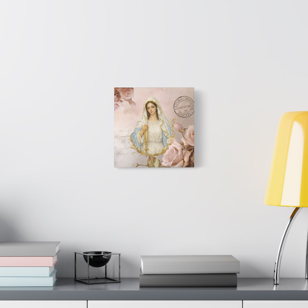 Our Lady of the Rosary Vintage Canvas Wall Hanging Matte Canvas, Stretched 1.25"