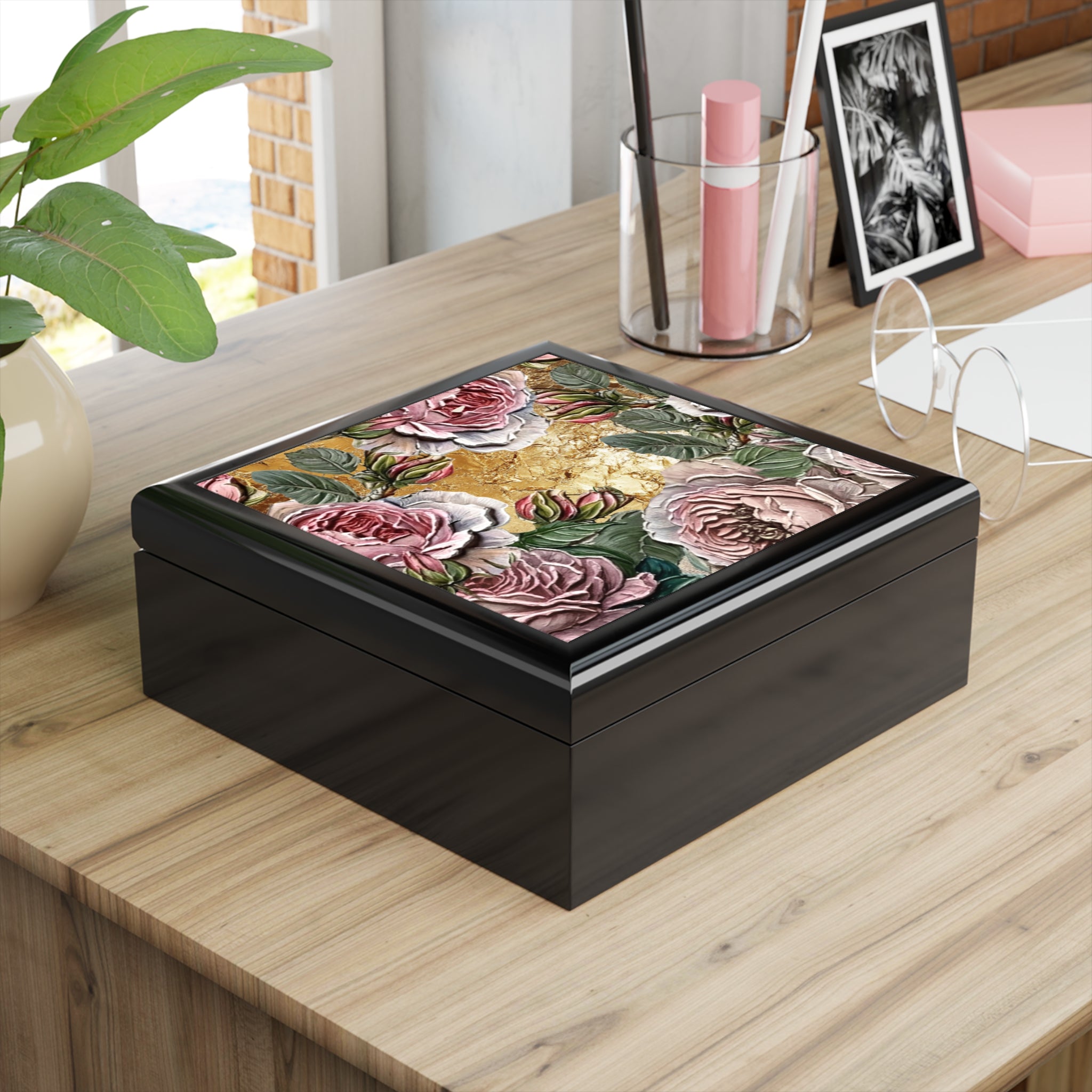 Floral Keepsake Roses Memory Box Jewelry Box | Personalized Engraved