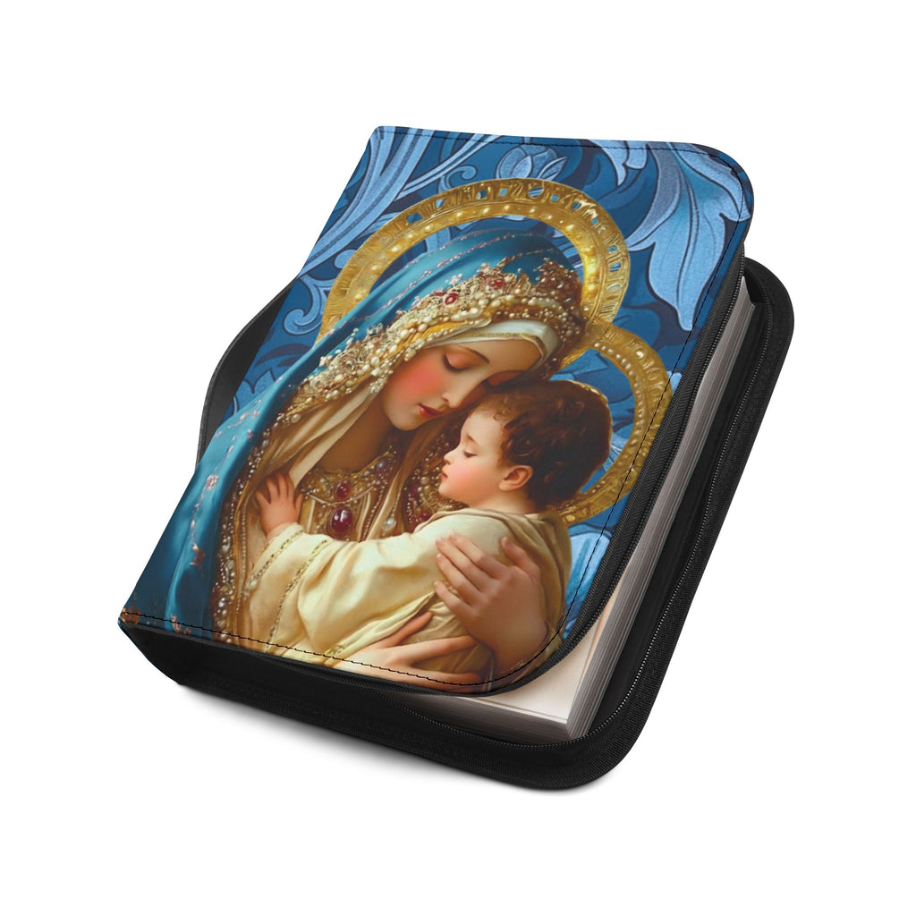 Floral Crucifix Bible Cover Vegan Leather Bible Cover with Handle & Zipper | Christian Bible Study