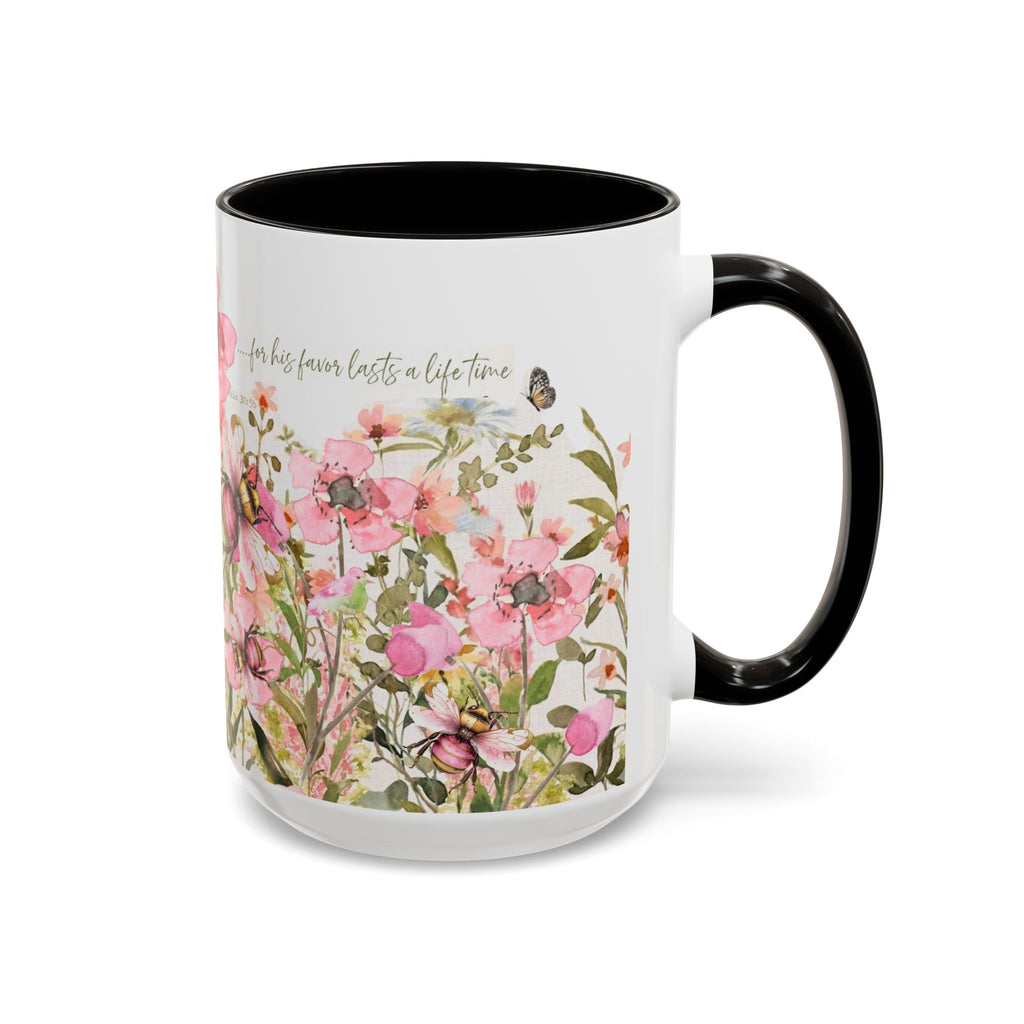 Pink Watercolor Wildflowers Mug | Butterfly Accent Scripture Coffee Cup Gift for Her