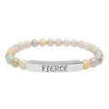 FIERCE Natural Stone Stretch Bar Bracelet | Engraved Christian Bracelet