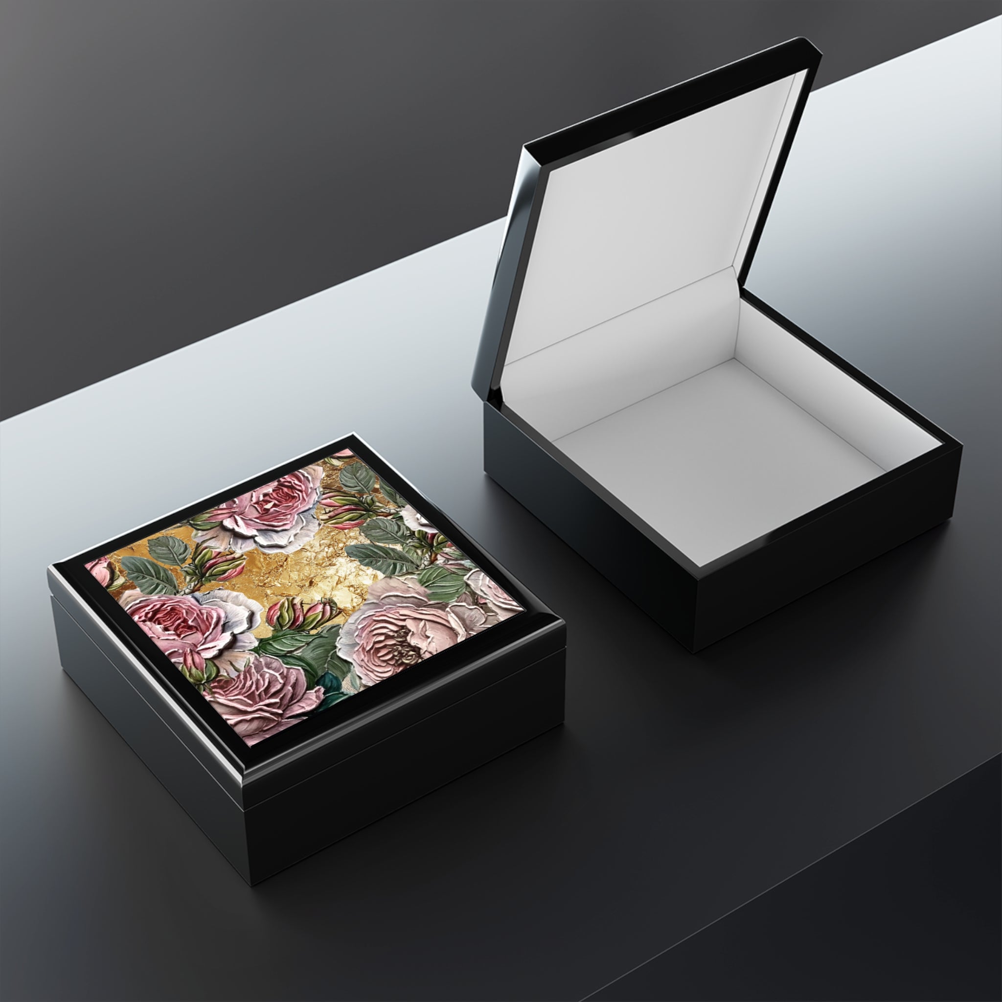 Floral Keepsake Roses Memory Box Jewelry Box | Personalized Engraved